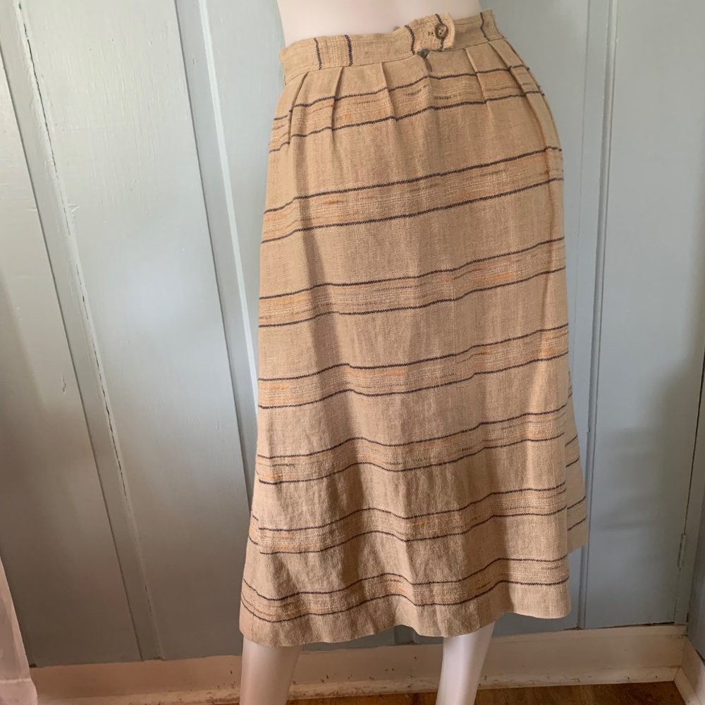 Vintage 70s Cottage Tailor Silk Blend Plaid Peasant Skirt 70s Textured Lined - Picture 8 of 8